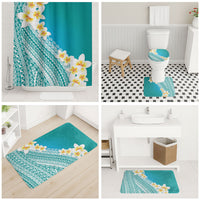 Tahiti Plumeria Tribal Pattern Bathroom Set Wave Style Turquoise LT05 - Polynesian Pride