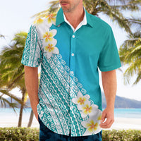 Tahiti Plumeria Tribal Pattern Hawaiian Shirt Wave Style Turquoise LT05 - Polynesian Pride