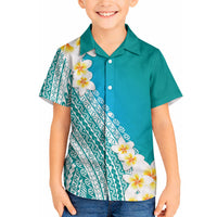 Tahiti Plumeria Tribal Pattern Hawaiian Shirt Wave Style Turquoise LT05 - Polynesian Pride