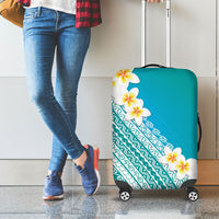 Tahiti Plumeria Tribal Pattern Luggage Cover Wave Style Turquoise LT05 - Polynesian Pride