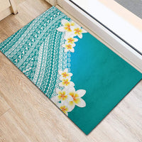 Tahiti Plumeria Tribal Pattern Rubber Doormat Wave Style Turquoise LT05 - Polynesian Pride