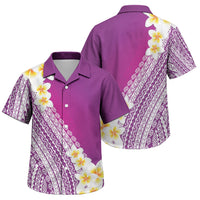 Tahiti Plumeria Tribal Pattern Family Matching Off Shoulder Maxi Dress and Hawaiian Shirt Wave Style Purple LT05 Son's Shirt Purple - Polynesian Pride