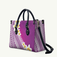 Tahiti Plumeria Tribal Pattern Leather Bag Wave Style Purple LT05 Purple - Polynesian Pride