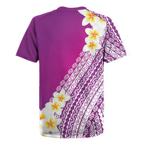 Tahiti Plumeria Tribal Pattern Rugby Jersey Wave Style Purple LT05 - Polynesian Pride