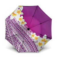Tahiti Plumeria Tribal Pattern Umbrella Wave Style Purple LT05 One Size Folded 11.42 inch Opened Diameter 37.4 inch Purple - Polynesian Pride