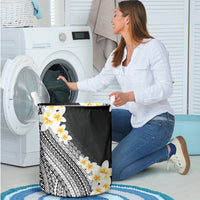 Tahiti Plumeria Tribal Pattern Laundry Basket Wave Style Black LT05 - Polynesian Pride