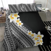 Tahiti Plumeria Tribal Pattern Bedding Set Wave Style Black LT05 - Polynesian Pride