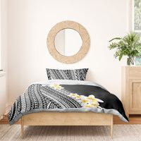 Tahiti Plumeria Tribal Pattern Bedding Set Wave Style Black LT05 - Polynesian Pride