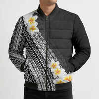 Tahiti Plumeria Tribal Pattern Bomber Puffer Jacket Wave Style Black LT05 - Polynesian Pride