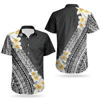 Tahiti Plumeria Tribal Pattern Couples Matching Summer Maxi Dress and Hawaiian Shirt Wave Style Black LT05 - Polynesian Pride