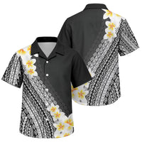 Tahiti Plumeria Tribal Pattern Family Matching Long Sleeve Bodycon Dress and Hawaiian Shirt Wave Style Black LT05 Son's Shirt Black - Polynesian Pride