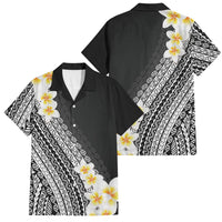 Tahiti Plumeria Tribal Pattern Family Matching Summer Maxi Dress and Hawaiian Shirt Wave Style Black LT05 Dad's Shirt - Short Sleeve Black - Polynesian Pride