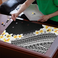 Tahiti Plumeria Tribal Pattern Puzzle Wave Style Black LT05 - Polynesian Pride