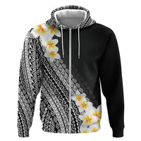 Tahiti Plumeria Tribal Pattern Zip Hoodie Wave Style Black LT05 Zip Hoodie Black - Polynesian Pride