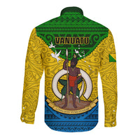 Vanuatu Malampa Province Long Sleeve Button Shirt Coat Of Arms And Namele Fern Polynesian Pattern LT05 - Polynesian Pride