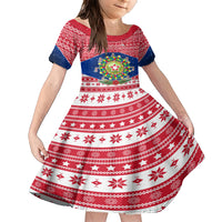 Personalised Philippines Christmas Family Matching Short Sleeve Bodycon Dress and Hawaiian Shirt Filipino Parol Maligayang Pasko LT05 Daughter's Dress Red - Polynesian Pride