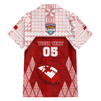 Custom Tonga Rugby Family Matching Off Shoulder Short Dress and Hawaiian Shirt 2023 Pacific Championships Kupesi Ngatu Mate Maa LT05 - Polynesian Pride