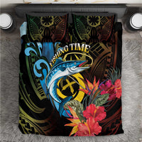 Vanuatu Fishing Bedding Set It's Time To Fish LT05 Black - Polynesian Pride