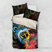 Vanuatu Fishing Bedding Set It's Time To Fish LT05 US Twin 172cm x 218cm Black - Polynesian Pride
