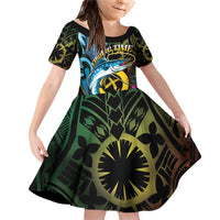 Vanuatu Fishing Family Matching Off Shoulder Short Dress and Hawaiian Shirt It's Time To Fish