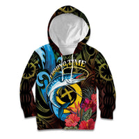 Vanuatu Fishing Kid Hoodie It's Time To Fish LT05 Hoodie Black - Polynesian Pride