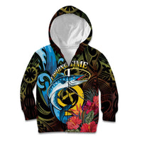Vanuatu Fishing Kid Hoodie It's Time To Fish LT05 Zip Hoodie Black - Polynesian Pride