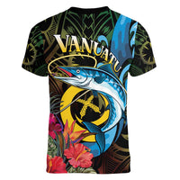 Vanuatu Fishing Women V-Neck T-Shirt It's Time To Fish LT05 - Polynesian Pride