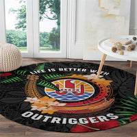 French Polynesia Outrigger Canoe Race Round Carpet Tropical Vibe