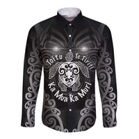 Aotearoa Toitu Te Tiriti Long Sleeve Button Shirt Ka Mua Ka Muri LT05 Unisex Black - Polynesian Pride