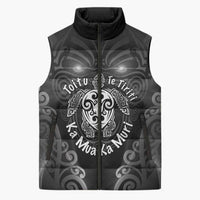 Aotearoa Toitu Te Tiriti Sleeveless Puffer Jacket Ka Mua Ka Muri LT05 Unisex Black - Polynesian Pride