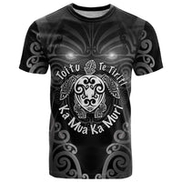 Aotearoa Toitu Te Tiriti T Shirt Ka Mua Ka Muri LT05 Black - Polynesian Pride