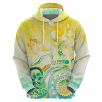 Personalised Cook Islands Kia Orana Zip Hoodie Polynesian Turtle With Circle Stars LT05 - Polynesian Pride
