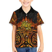 New Zealand Tamanuitera The Sun Family Matching Short Sleeve Bodycon Dress and Hawaiian Shirt Maori Pattern