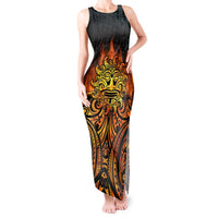 New Zealand Tamanuitera The Sun Tank Maxi Dress Maori Pattern LT05 Women Orange - Polynesian Pride