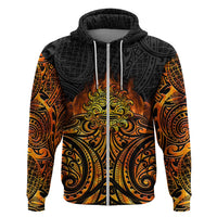 New Zealand Tamanuitera The Sun Zip Hoodie Maori Pattern