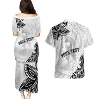 Personalised Polynesia Brain Cancer Couples Matching Puletasi and Hawaiian Shirt No One Fights Alone LT05 - Polynesian Pride