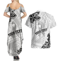 Personalised Polynesia Brain Cancer Couples Matching Summer Maxi Dress and Hawaiian Shirt No One Fights Alone