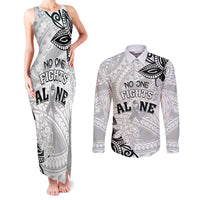 Personalised Polynesia Brain Cancer Couples Matching Tank Maxi Dress and Long Sleeve Button Shirt No One Fights Alone