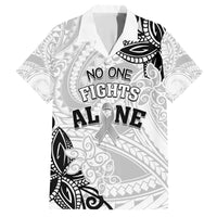 Personalised Polynesia Brain Cancer Hawaiian Shirt No One Fights Alone LT05 White - Polynesian Pride