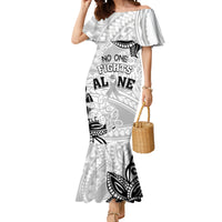 Personalised Polynesia Brain Cancer Mermaid Dress No One Fights Alone LT05 Women White - Polynesian Pride