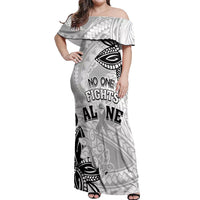 Personalised Polynesia Brain Cancer Off Shoulder Maxi Dress No One Fights Alone