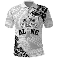 Personalised Polynesia Brain Cancer Polo Shirt No One Fights Alone