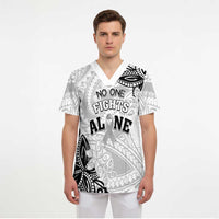 Personalised Polynesia Brain Cancer Scrub Top No One Fights Alone - Polynesian Pride