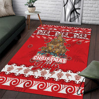 New Zealand Christmas In July Area Rug Maori Kiwi Xmas Tree - Red