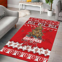 New Zealand Christmas In July Area Rug Maori Kiwi Xmas Tree - Red