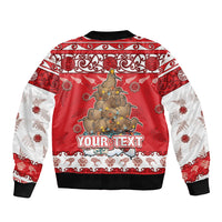 Personalised New Zealand Christmas In July Bomber Jacket Maori Kiwi Xmas Tree - Red