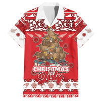 Personalised New Zealand Christmas In July Family Matching Puletasi and Hawaiian Shirt Maori Kiwi Xmas Tree - Red