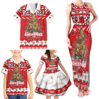 Personalised New Zealand Christmas In July Family Matching Tank Maxi Dress and Hawaiian Shirt Maori Kiwi Xmas Tree - Red