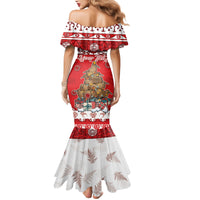Personalised New Zealand Christmas In July Mermaid Dress Maori Kiwi Xmas Tree - Red