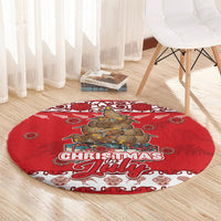 New Zealand Christmas In July Round Carpet Maori Kiwi Xmas Tree - Red